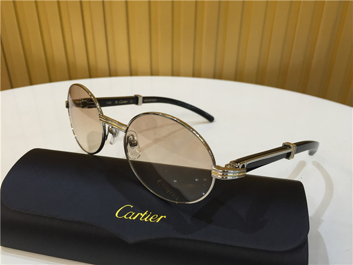 Cartier 7550178 55-22 Black Curve Cattle Horn Sunglasses In Silver Brown - FashionPlug