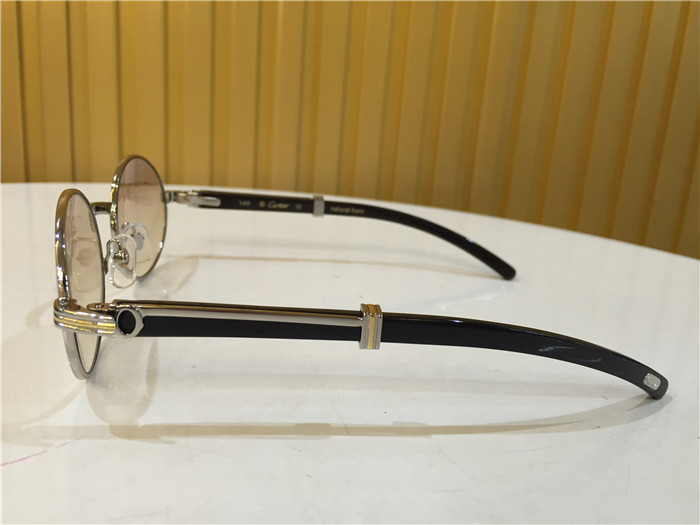 Cartier 7550178 55-22 Black Curve Cattle Horn Sunglasses In Silver Brown - FashionPlug
