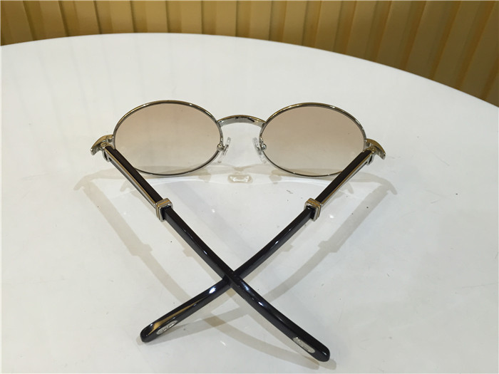 Cartier 7550178 55-22 Black Curve Cattle Horn Sunglasses In Silver Brown - FashionPlug
