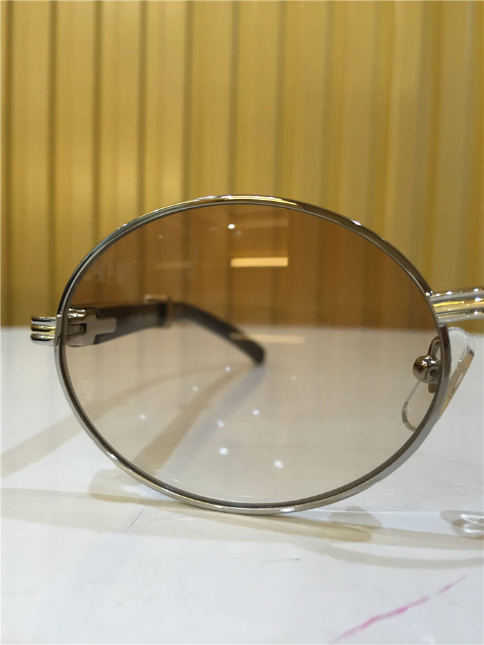 Cartier 7550178 55-22 Black Curve Cattle Horn Sunglasses In Silver Brown - FashionPlug