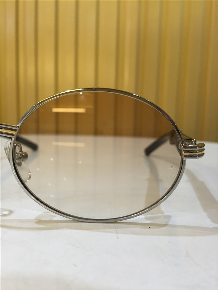 Cartier 7550178 55-22 Black Curve Cattle Horn Sunglasses In Silver Brown - FashionPlug