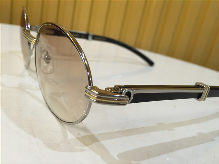 Cartier 7550178 55-22 Black Curve Cattle Horn Sunglasses In Silver Brown - FashionPlug