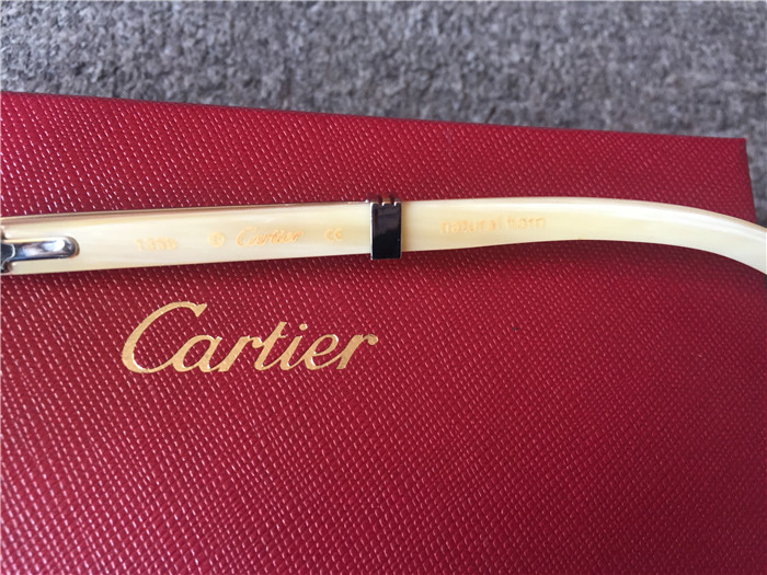 Cartier 7550178 57-22 White Curve Cattle  Horn  Sunglasses In  Gold Brown - FashionPlug