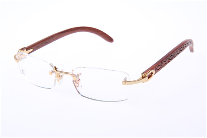 Cartier 3524013 Wood Eyeglasses In Gold - FashionPlug