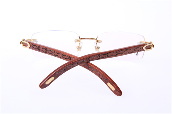 Cartier 3524013 Wood Eyeglasses In Gold - FashionPlug