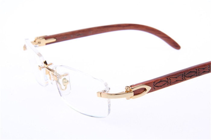Cartier 3524013 Wood Eyeglasses In Gold - FashionPlug