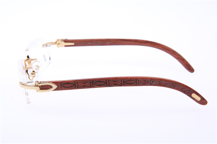 Cartier 3524013 Wood Eyeglasses In Gold - FashionPlug