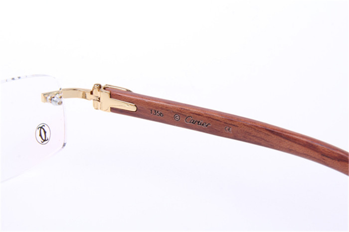 Cartier 3524013 Wood Eyeglasses In Gold - FashionPlug