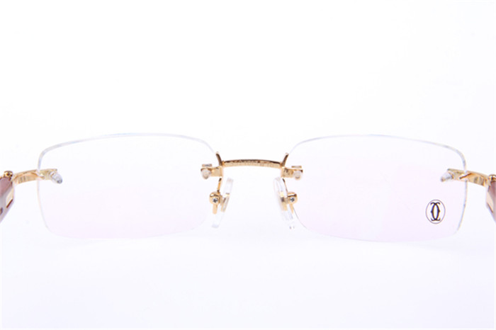Cartier 3524013 Wood Eyeglasses In Gold - FashionPlug