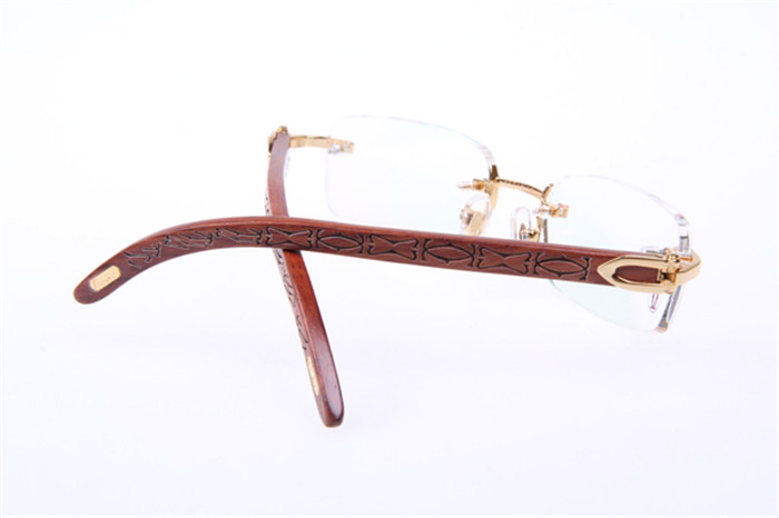 Cartier 3524013 Wood Eyeglasses In Gold - FashionPlug