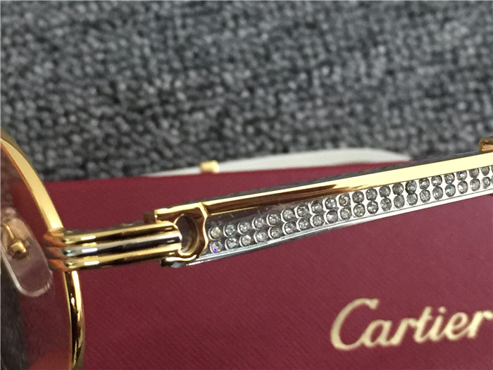 Cartier 7550178 55-22 Diamond Silver Curve Stainless Steel Sunglasses In Gold Brown - FashionPlug