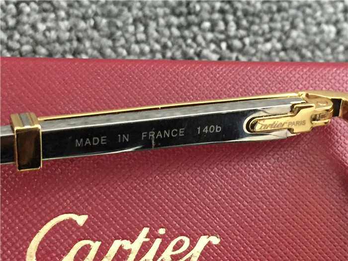 Cartier 7550178 55-22 Diamond Silver Curve Stainless Steel Sunglasses In Gold Brown - FashionPlug