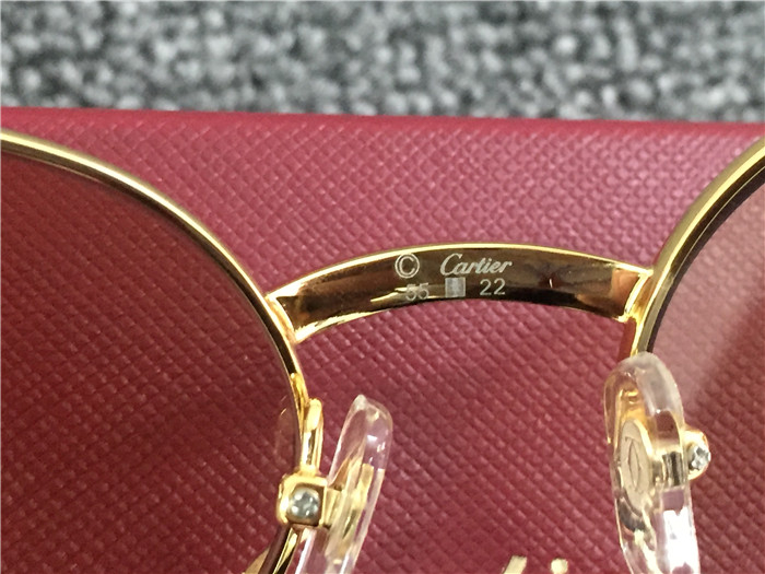 Cartier 7550178 55-22 Diamond Silver Curve Stainless Steel Sunglasses In Gold Brown - FashionPlug