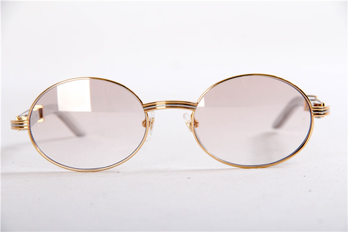 Cartier 7550178 55-22 Diamond Silver Curve Stainless Steel Sunglasses In Gold Brown - FashionPlug