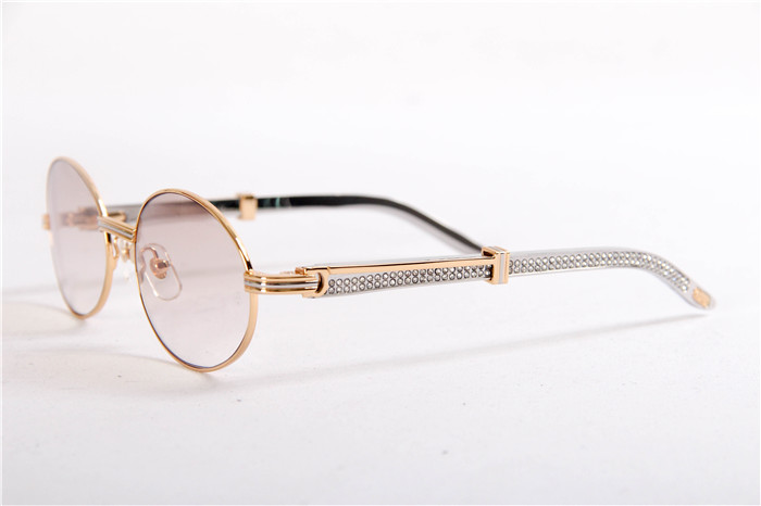 Cartier 7550178 55-22 Diamond Silver Curve Stainless Steel Sunglasses In Gold Brown - FashionPlug