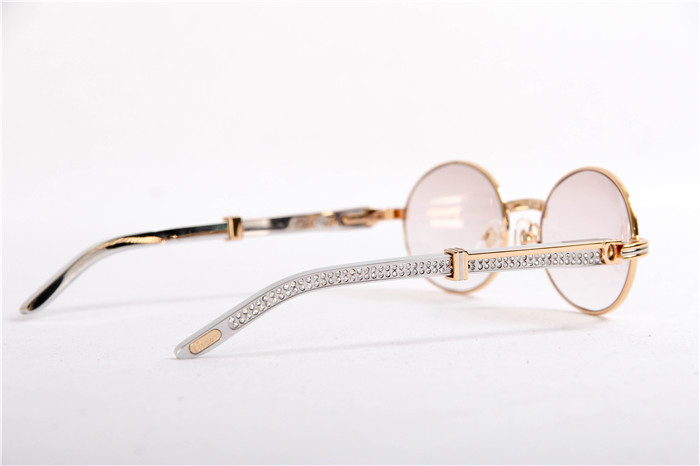 Cartier 7550178 55-22 Diamond Silver Curve Stainless Steel Sunglasses In Gold Brown - FashionPlug