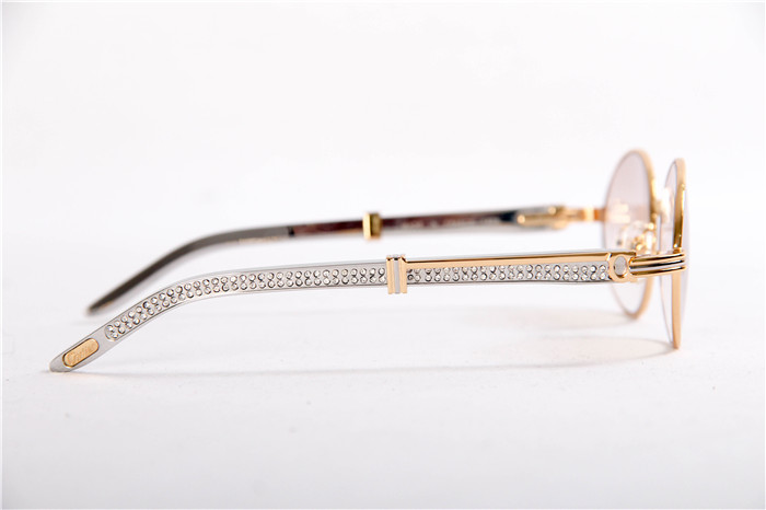 Cartier 7550178 55-22 Diamond Silver Curve Stainless Steel Sunglasses In Gold Brown - FashionPlug