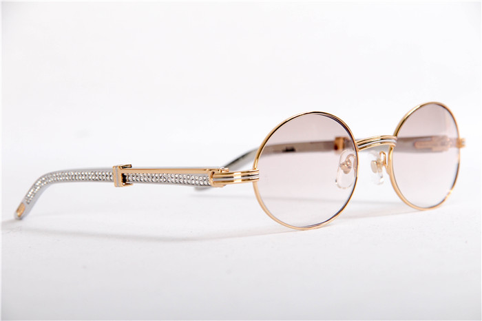 Cartier 7550178 55-22 Diamond Silver Curve Stainless Steel Sunglasses In Gold Brown - FashionPlug