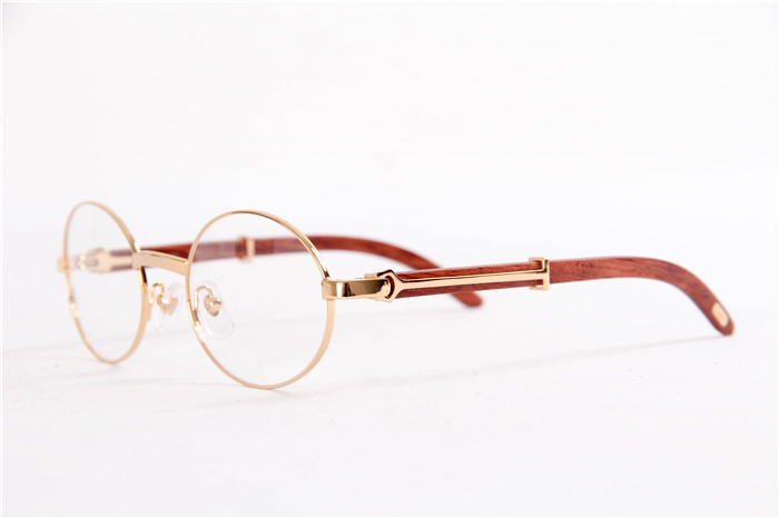 Cartier  51551348 Wood Eyeglasses In Gold - FashionPlug
