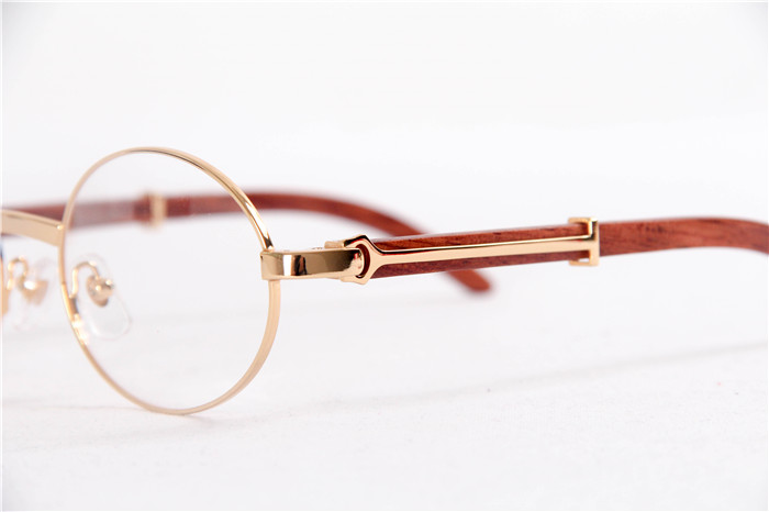 Cartier  51551348 Wood Eyeglasses In Gold - FashionPlug
