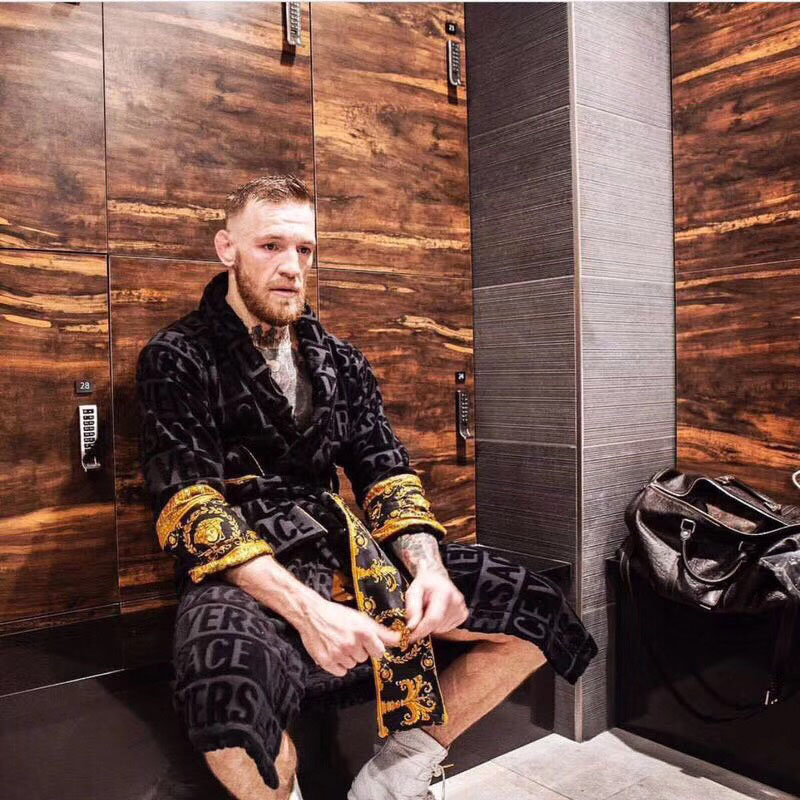 Versace Embroidered Bathrobe Black Gold - FashionPlug