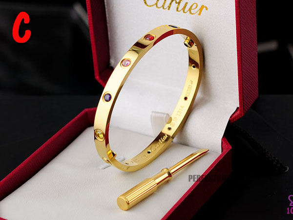 Cartier Love Bracelet Gold With Colorful Stones - FashionPlug