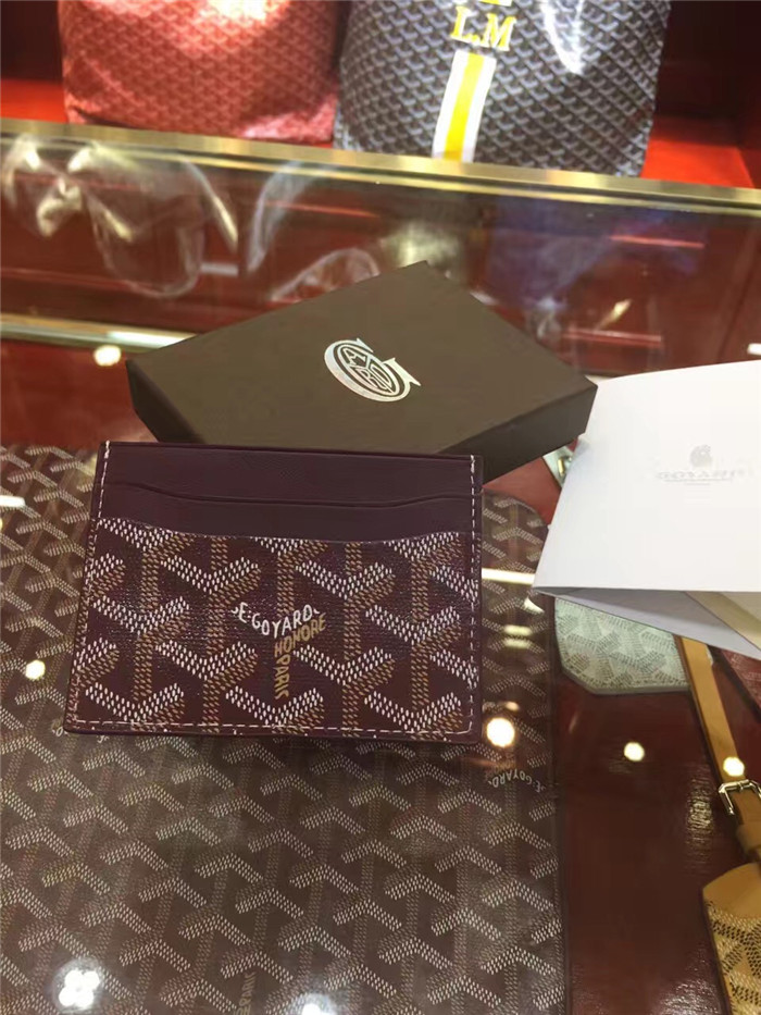 Goyard Card Holder Burgundy - FashionPlug