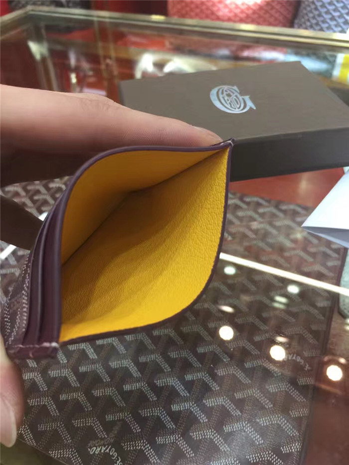 Goyard Card Holder Burgundy - FashionPlug