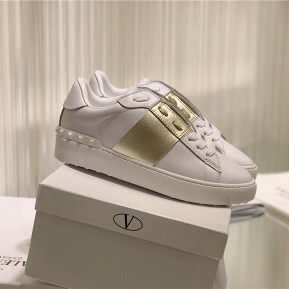 Valenti Open Low Top Golden Block Sneakers - FashionPlug