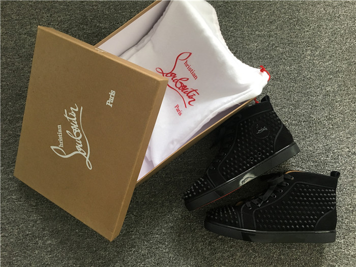 Limited Version Christian Louboutin Louis Spikes Black Orlato Suede Sneakers - FashionPlug