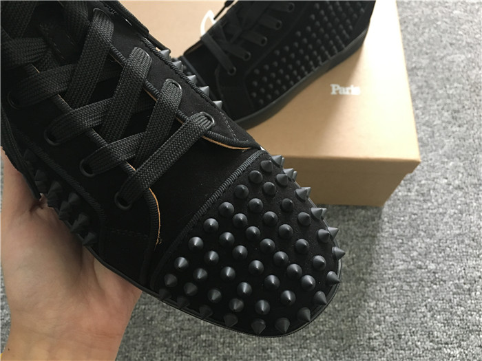 Limited Version Christian Louboutin Louis Spikes Black Orlato Suede Sneakers - FashionPlug