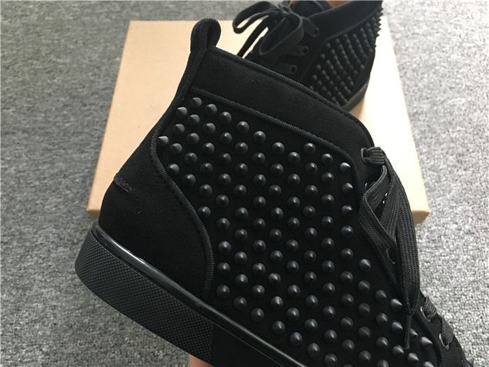 Limited Version Christian Louboutin Louis Spikes Black Orlato Suede Sneakers - FashionPlug