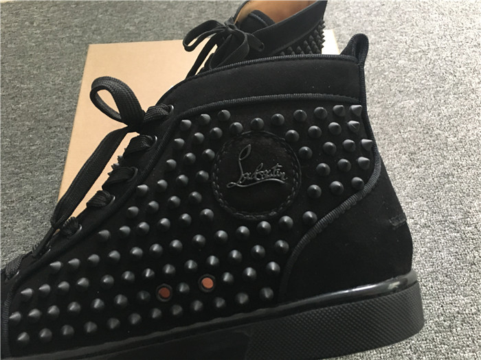 Limited Version Christian Louboutin Louis Spikes Black Orlato Suede Sneakers - FashionPlug