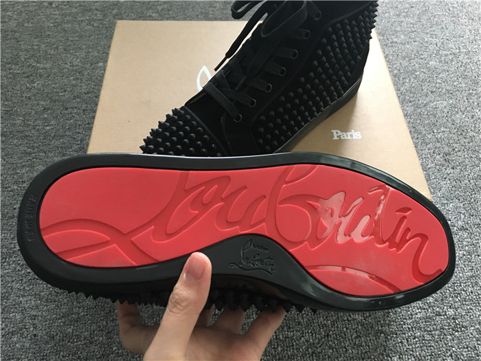 Limited Version Christian Louboutin Louis Spikes Black Orlato Suede Sneakers - FashionPlug