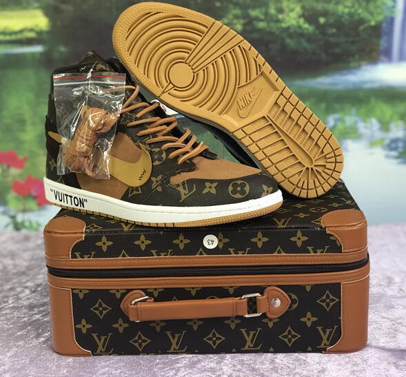 Nike X Off-White X Louis Vuitton Air Jordan 1 Customs Monogram Sneaker - FashionPlug