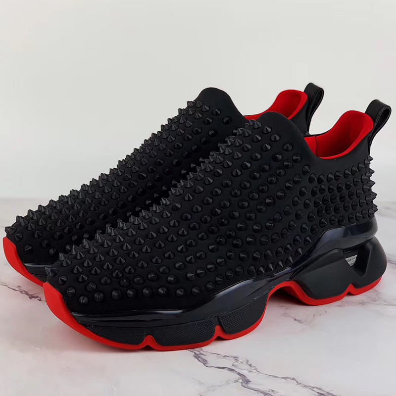 Christian Louboutin Spike-embellished Neoprene Sock Trainers - FashionPlug