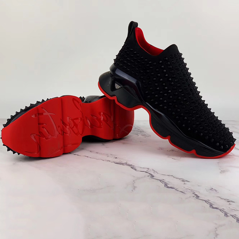 Christian Louboutin Spike-embellished Neoprene Sock Trainers - FashionPlug
