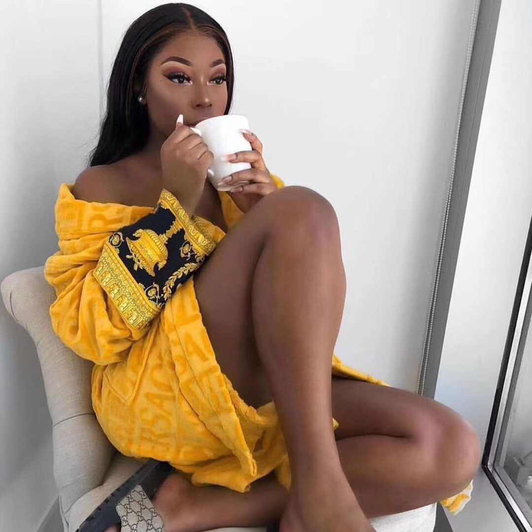 Versace Embroidered Bathrobe Yellow - FashionPlug