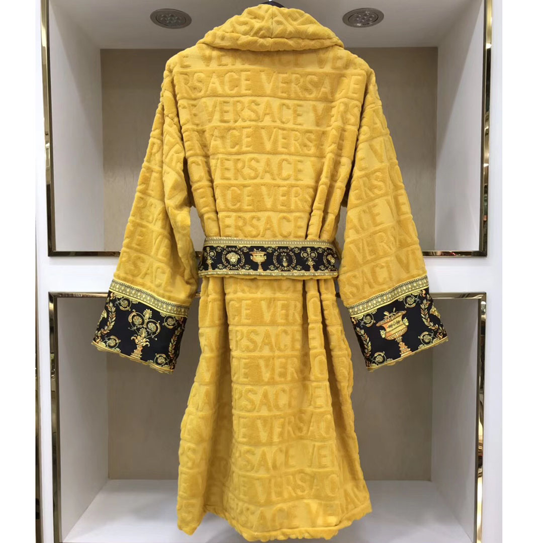 Versace Embroidered Bathrobe Yellow - FashionPlug