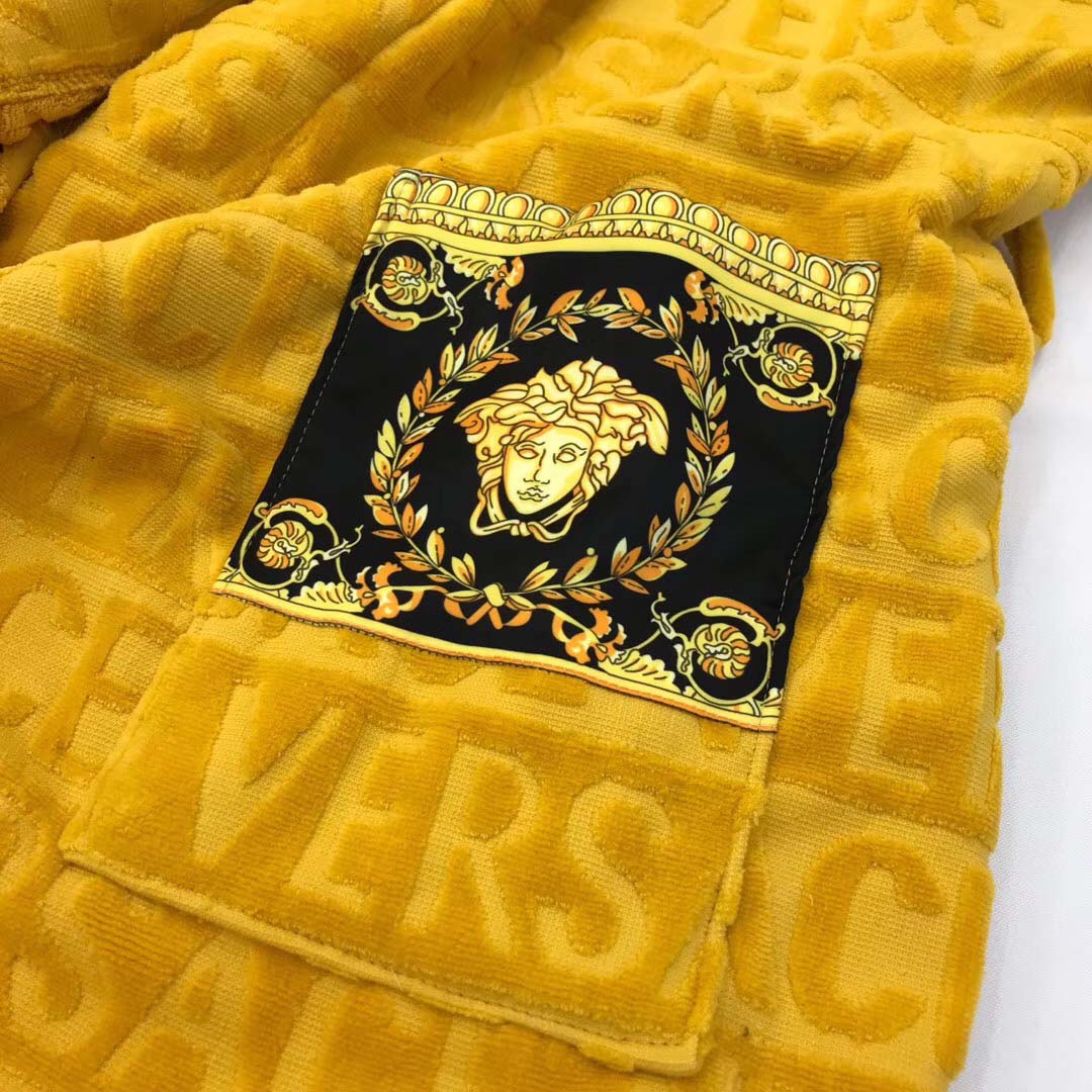 Versace Embroidered Bathrobe Yellow - FashionPlug