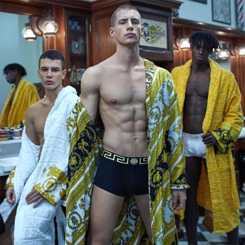 Versace Embroidered Bathrobe Yellow - FashionPlug