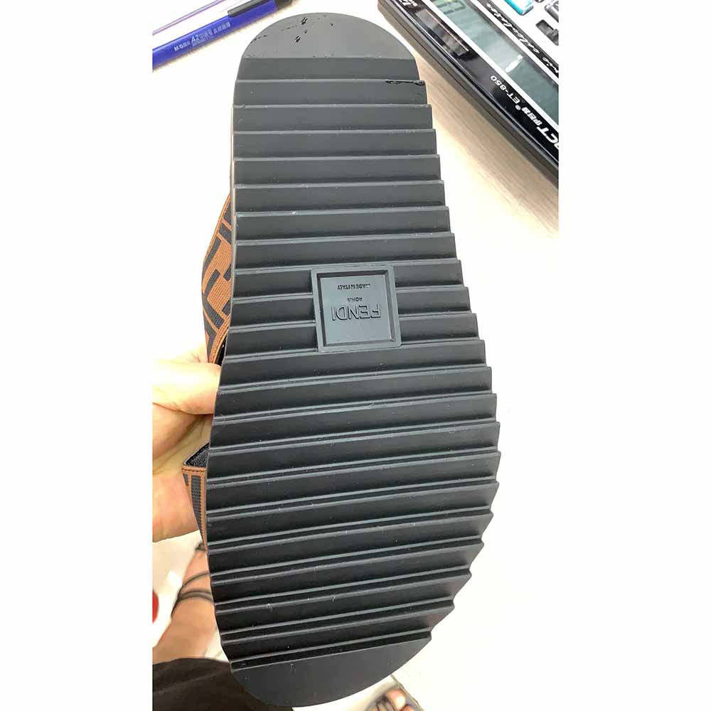 Fendi FF Printed Crossed Strap Slides Sandals - FashionPlug