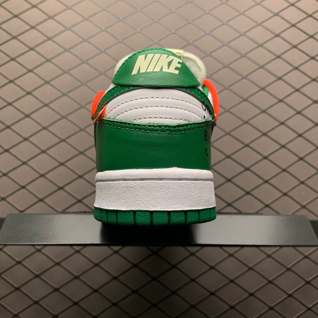 Off-White X Futura X Nike SB Dunk Low In White/Pine Green  - FashionPlug