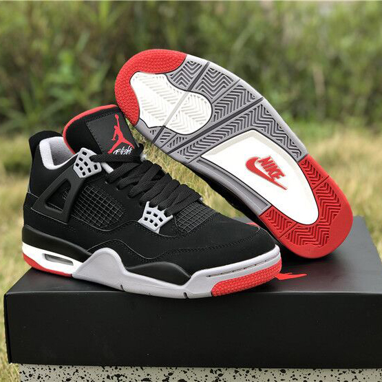 Jordan AJ 4 "Bred" Sneakers - FashionPlug