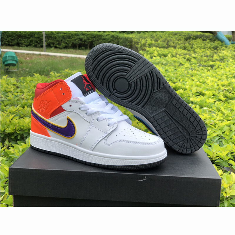 Jordan Air Jordan 1 Mid GS White Court Purple Spirit Teal - FashionPlug