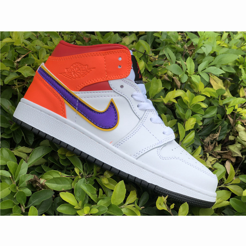 Jordan Air Jordan 1 Mid GS White Court Purple Spirit Teal - FashionPlug