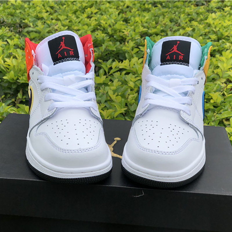 Jordan Air Jordan 1 Mid GS White Court Purple Spirit Teal - FashionPlug
