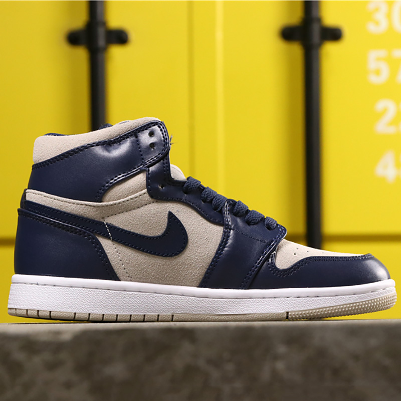 Jordan AJ1 Mid Top WMNS Navy Blue - FashionPlug