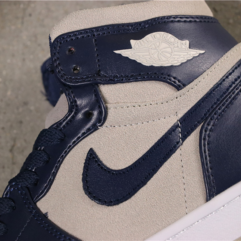 Jordan AJ1 Mid Top WMNS Navy Blue - FashionPlug