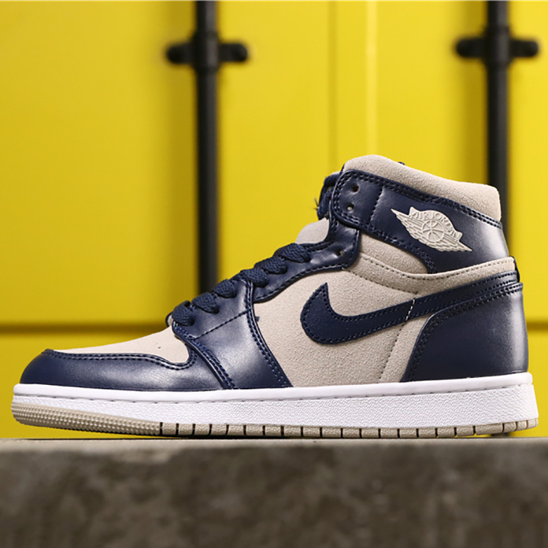 Jordan AJ1 Mid Top WMNS Navy Blue - FashionPlug